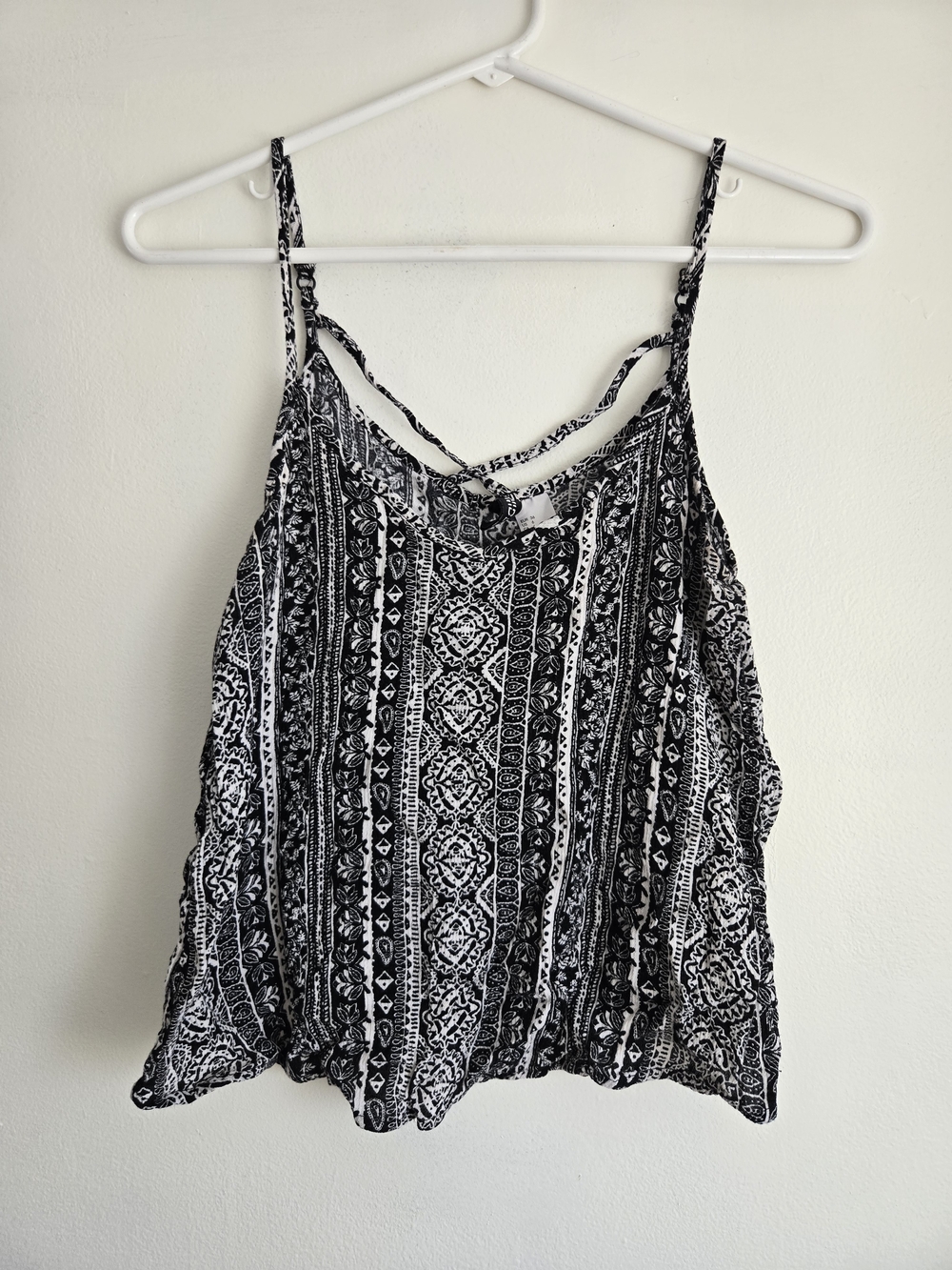 Divided Black & White Printed Double-Strap Cami